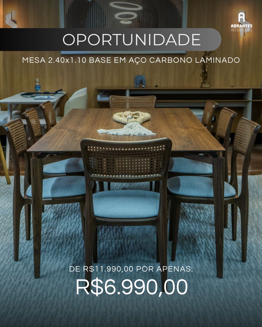 Mesa 2,40 x 1,10 – base em aço carbono